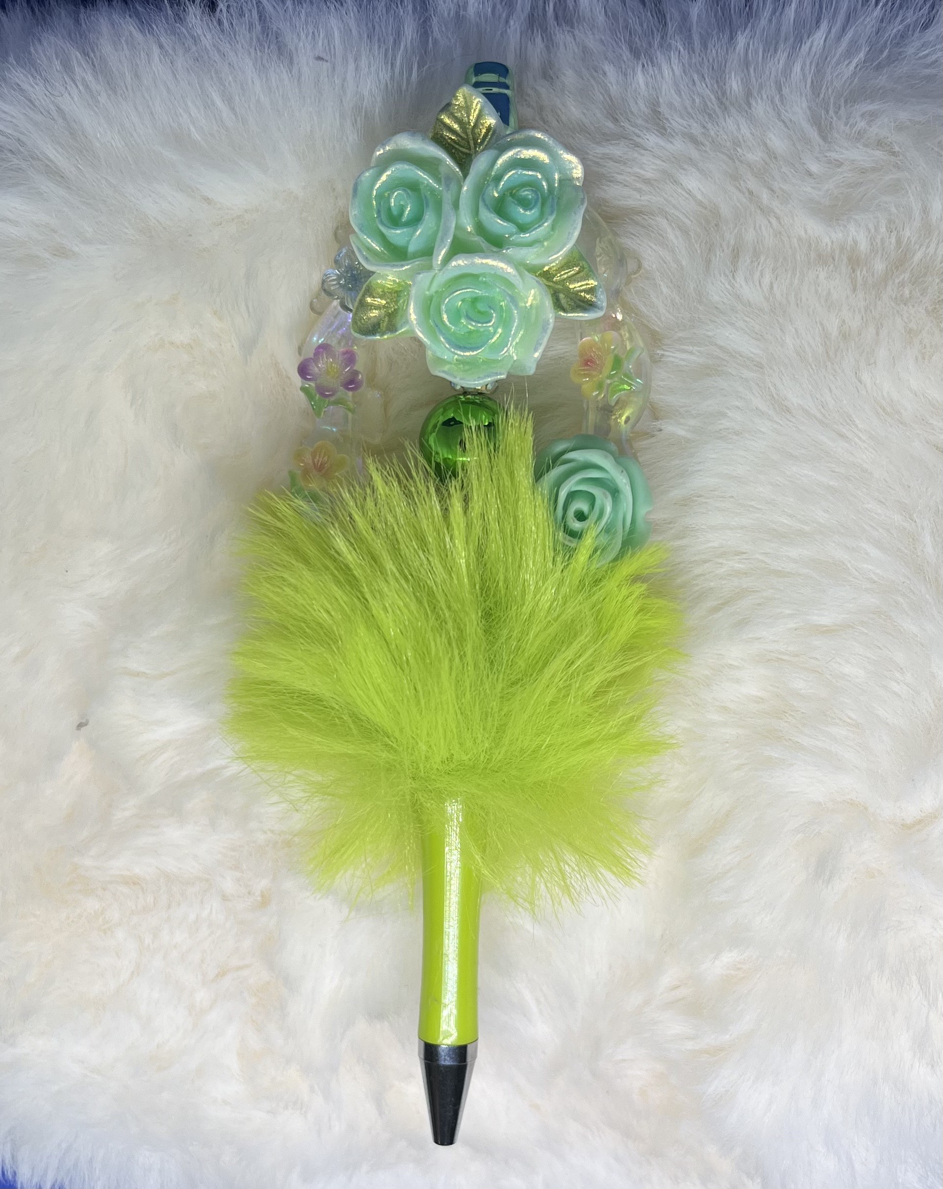 Green Feather Floral Pen