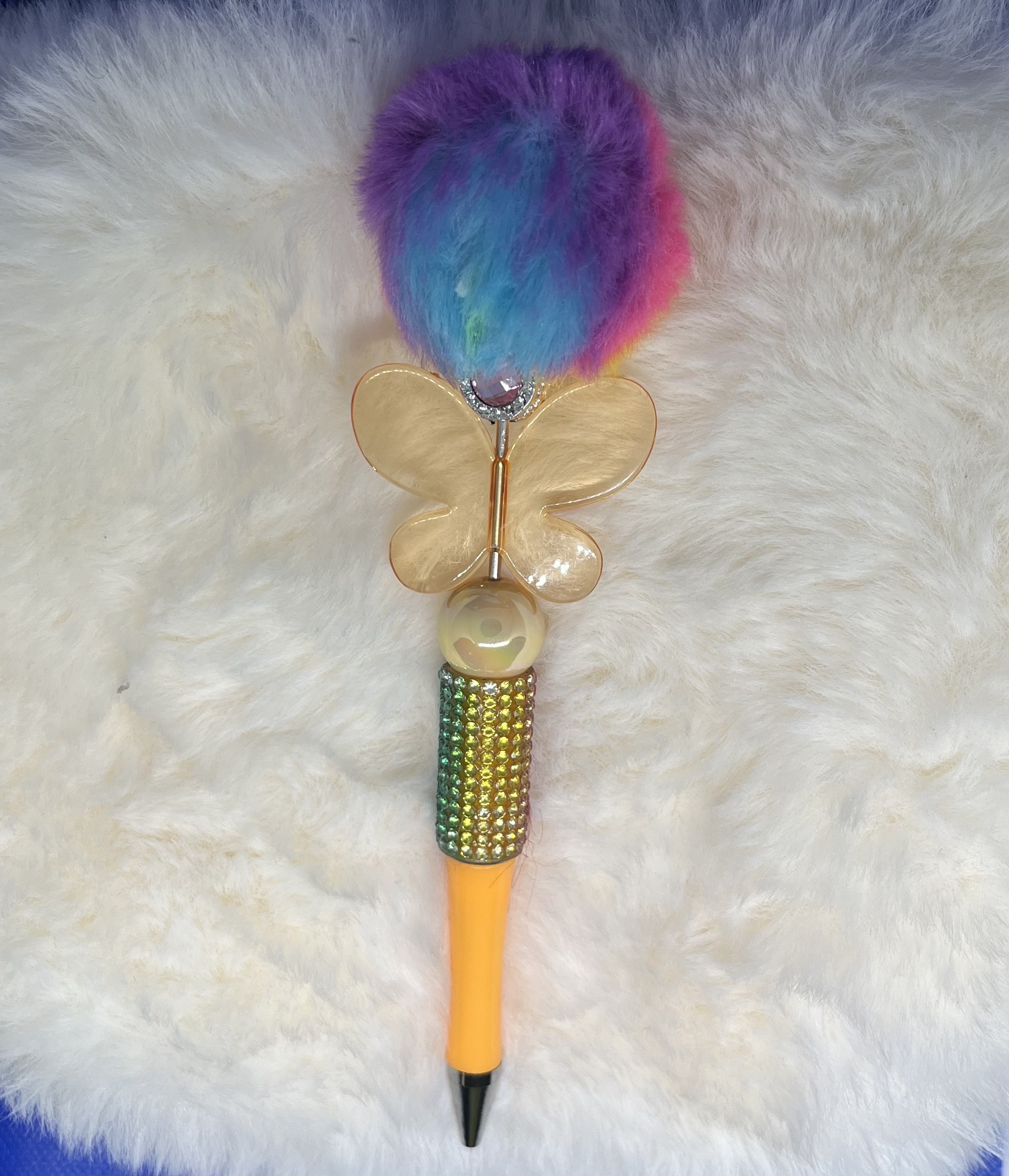 Rainbow Butterfly Feather Pen